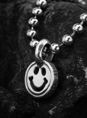 现货BWL素银笑脸吊坠项链