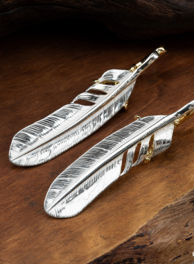 菊地健通用银羽毛吊坠