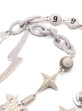 国潮笑脸全钻百搭五角项链礼物