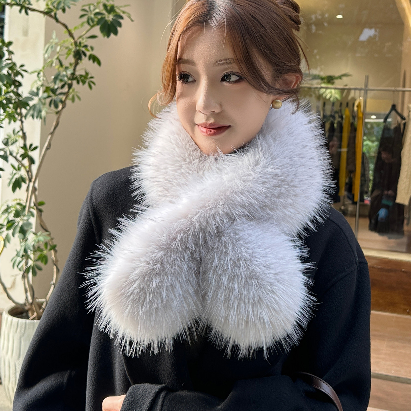 双面毛毛围巾加厚仿獭兔毛绒皮草领子护颈女士仿真貉子毛围脖冬季,淘宝优惠券,粉丝福利购,淘宝优惠卷