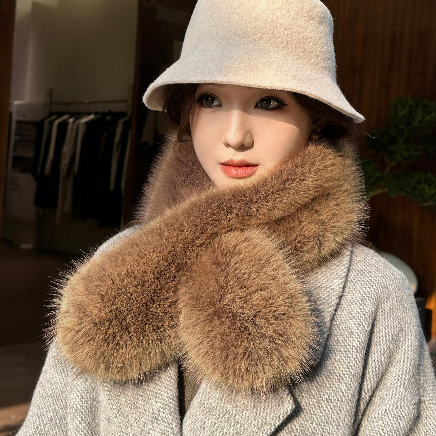 双面毛毛围巾加厚仿獭兔毛绒皮草领子护颈女士仿真貉子毛围脖冬季,淘宝优惠券,粉丝福利购,淘宝优惠卷