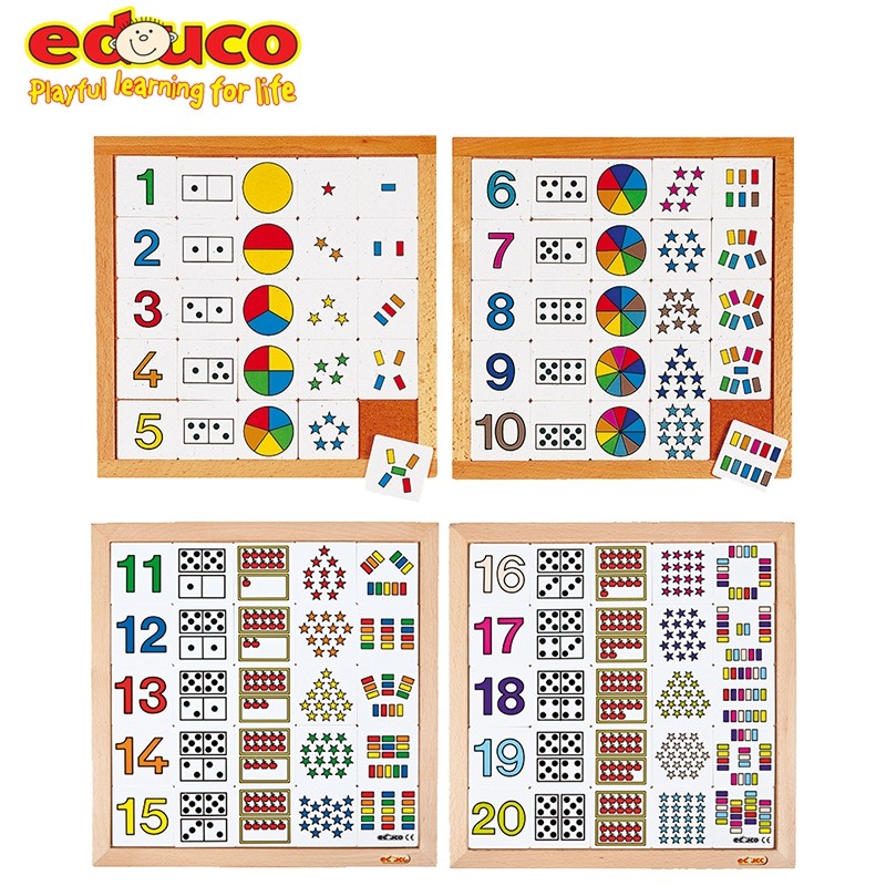 荷兰EDUCO 数字分组卡片游戏 计数图解游戏1-20幼儿园数学教具
