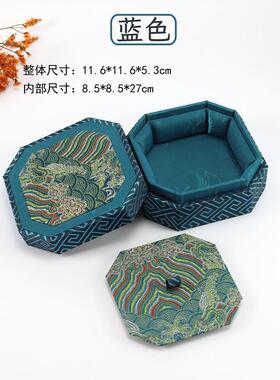 新款复古珠宝八角天地盖宫廷风刺绣手镯品手串手镯手链包装饰品盒