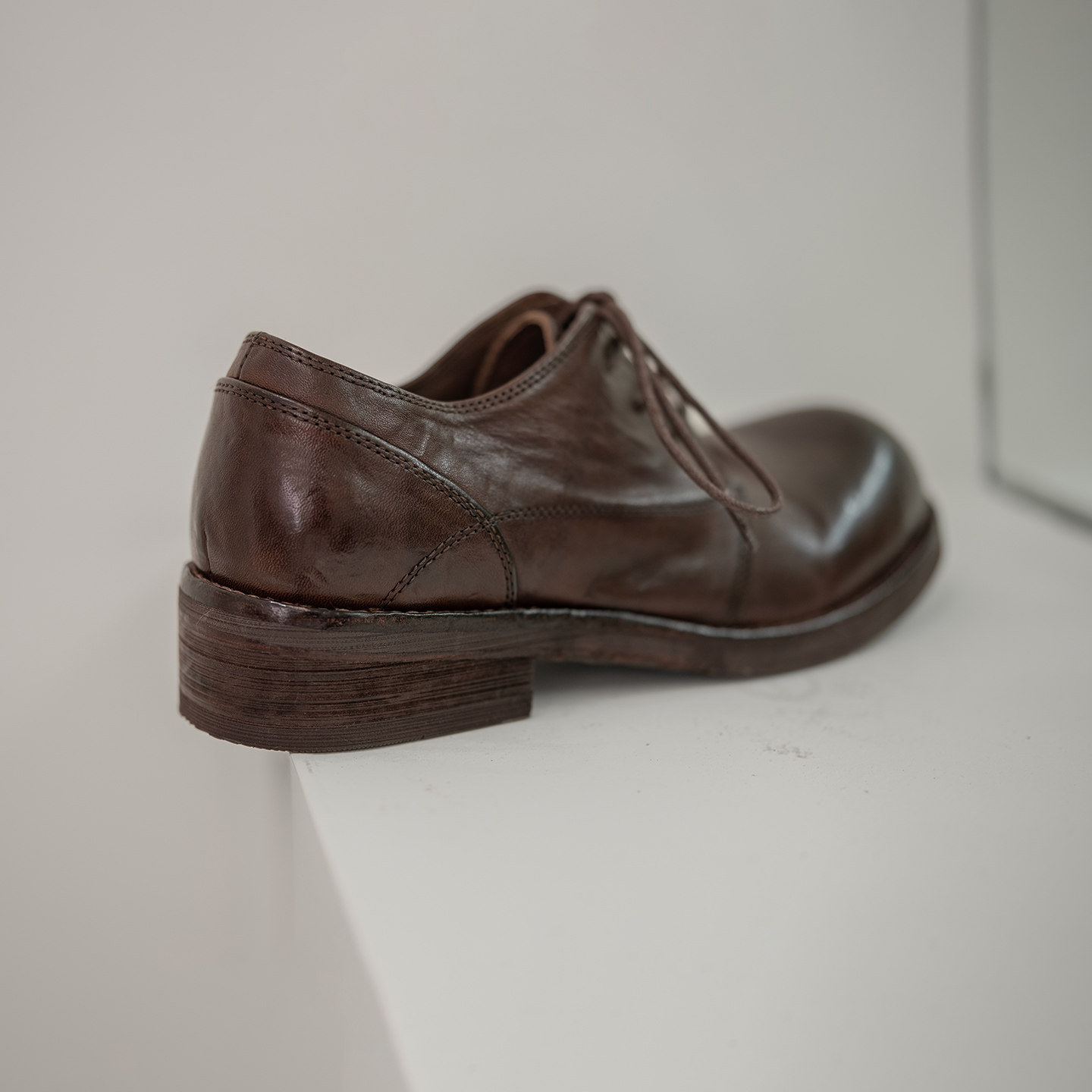 日系大头皮鞋棕低帮鞋复古做旧牛皮圆头休闲皮鞋手工德比鞋老钱风,淘宝优惠券,粉丝福利购,淘宝优惠卷