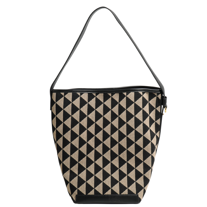 MACH＆KILI MK 牛皮小众格纹水桶包大包包女大容量百搭托特包 - 图3