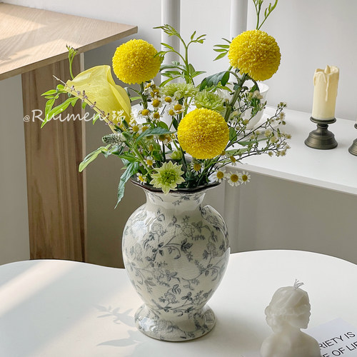 轻奢高级感新古典水墨创意陶瓷花瓶摆件客厅装饰水养插花桌面花器 - 图2