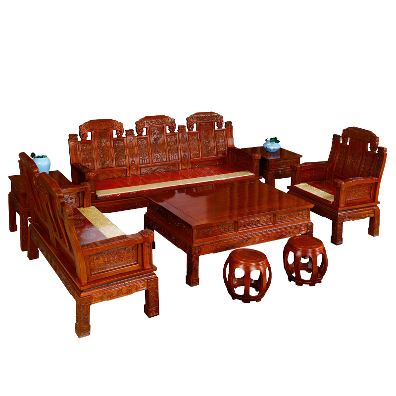 刺猬紫檀沙发非洲花梨木客厅象头沙发组合红木沙发全榫卯结构家具