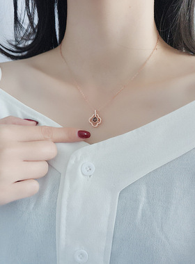 s925纯银四叶草项链女士投影一百