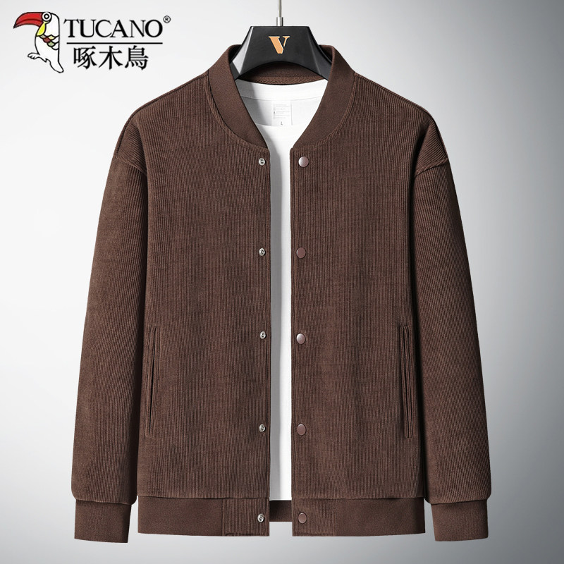 啄木鸟灯芯绒夹克男士春秋季棒球服上衣中年爸爸男装秋冬加绒外套,淘宝优惠券,粉丝福利购,淘宝优惠卷