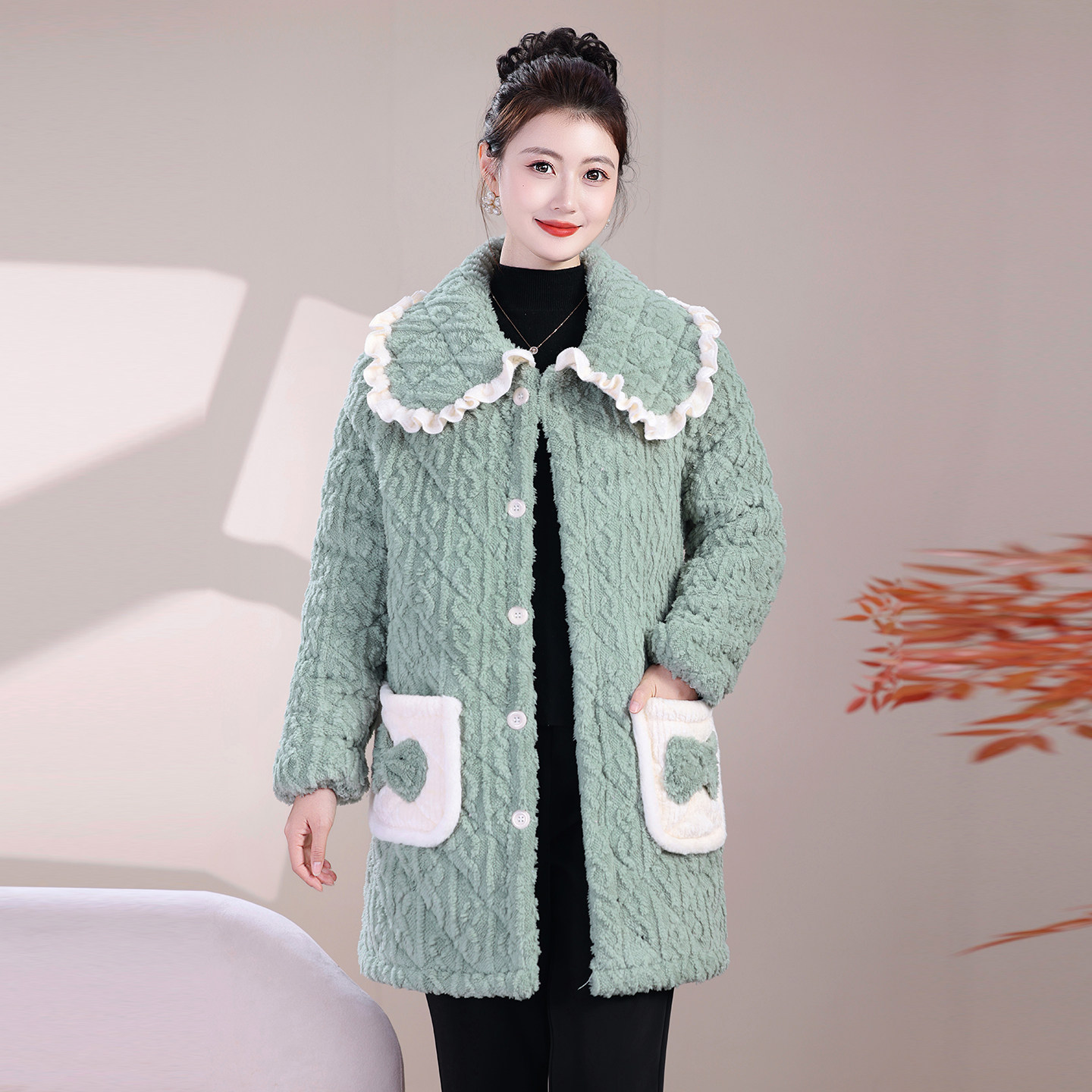 冬天新款棉罩衣女外穿加绒加厚保暖棉服长款妈妈装棉袄耐脏干活穿,淘宝优惠券,粉丝福利购,淘宝优惠卷