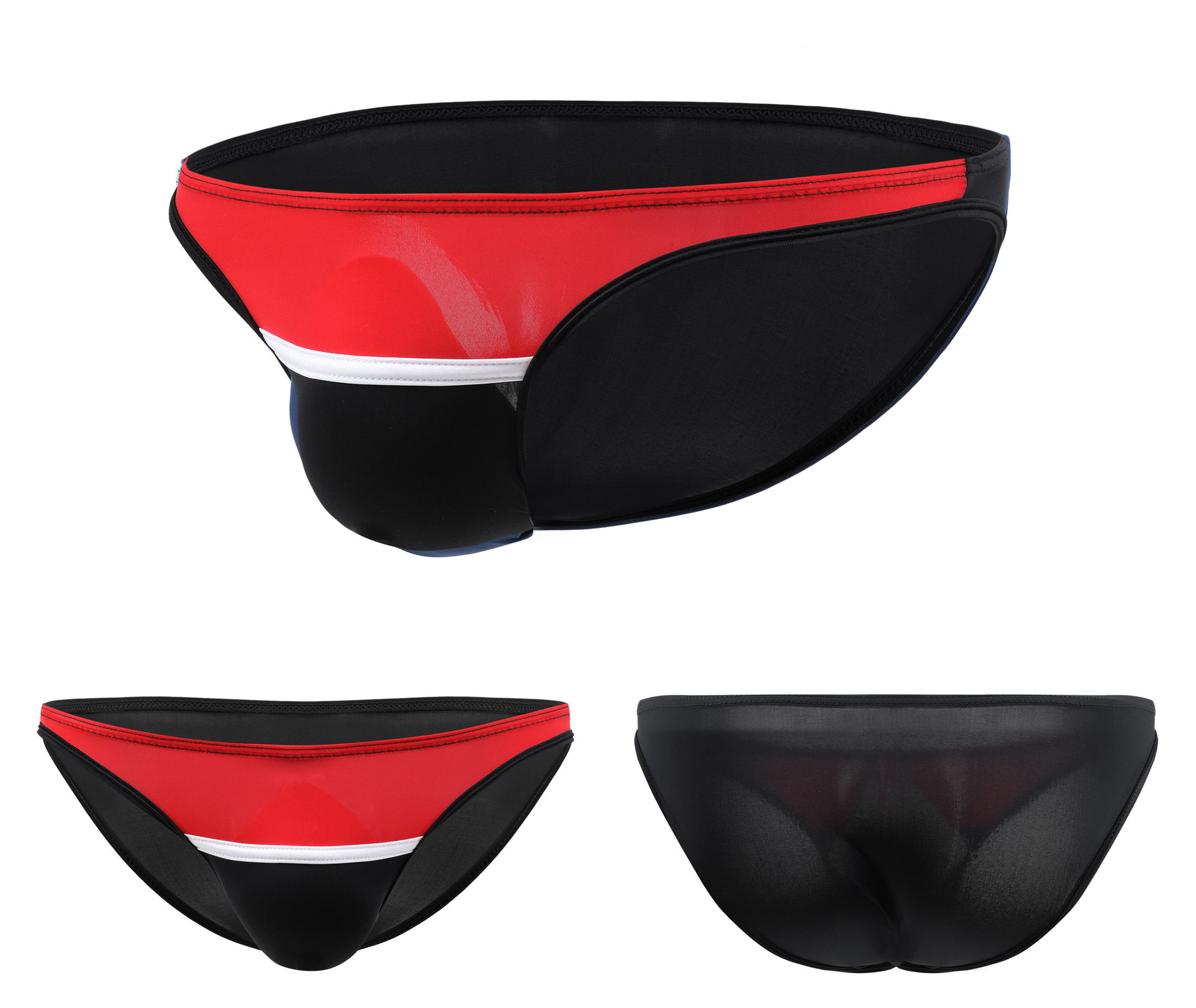 男士内裤u凸薄冰丝低腰撞色gay 日字三角裤e049