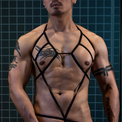 男士肩带胸带衣胸带性感束缚带衣服夜店酒吧演出束身衣塑形束胸 - 图1