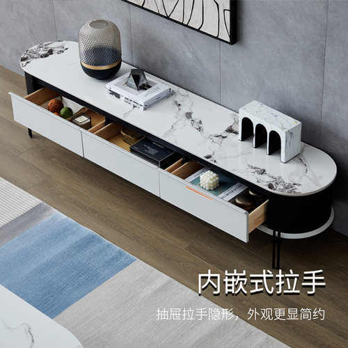 左右简约现代岩板茶几电视柜客厅家用轻奢小户型茶桌DJW5098D - 图3