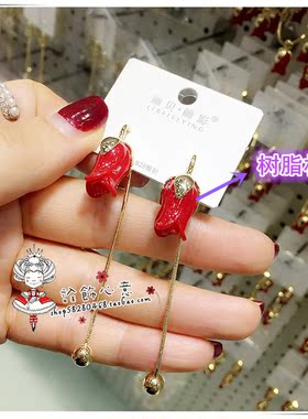 925银针树脂后挂式两用耳环