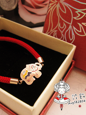 钛钢彩绘动物招财转运红绳手链