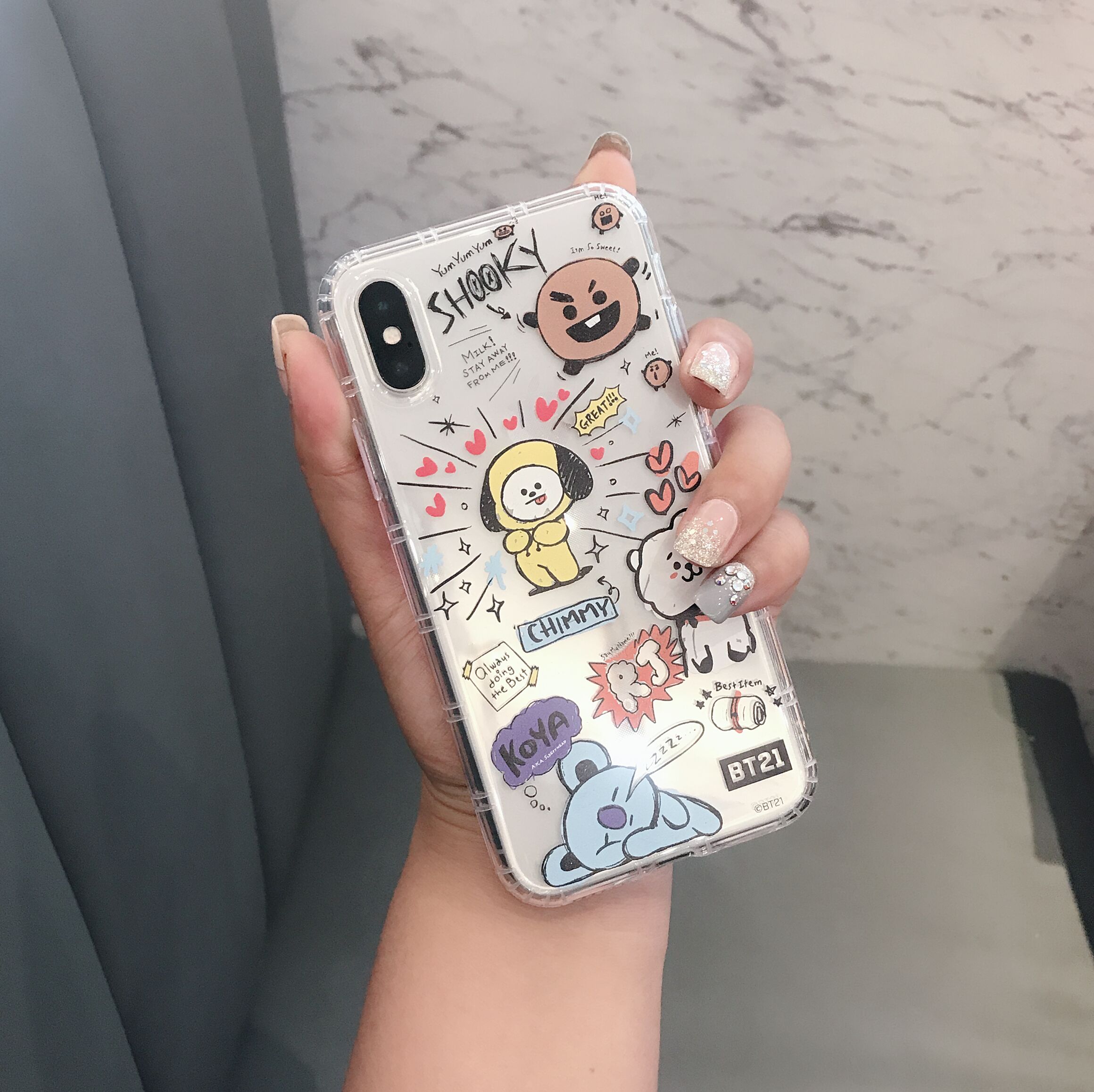 BT21新款iPhoneX透明挂绳手机壳苹果XS MAX防摔8plus软壳XR保护套 - 图2