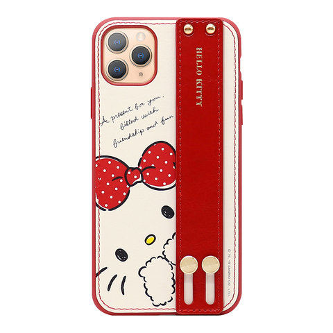 Hello Kitty苹果12插卡XS皮质手机壳iPhone11PROMAX挂绳支架8plus