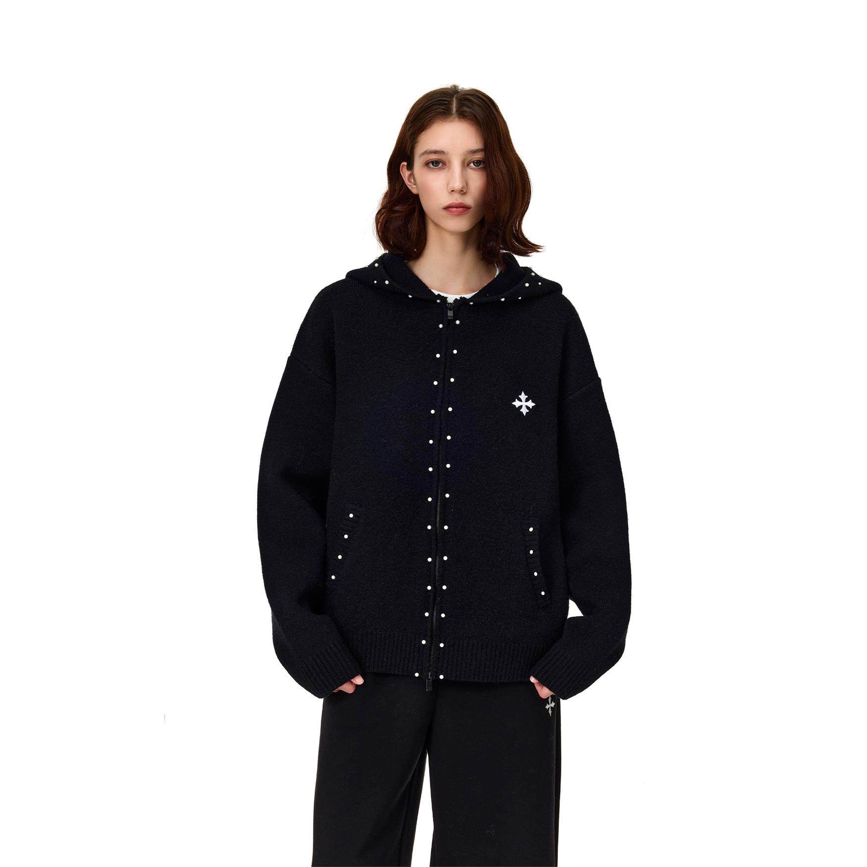 REDIMOR钉珠连帽毛衣拉炼男女宽松慵懒风针织衫情侣外套253RC1312,淘宝优惠券,粉丝福利购,淘宝优惠卷