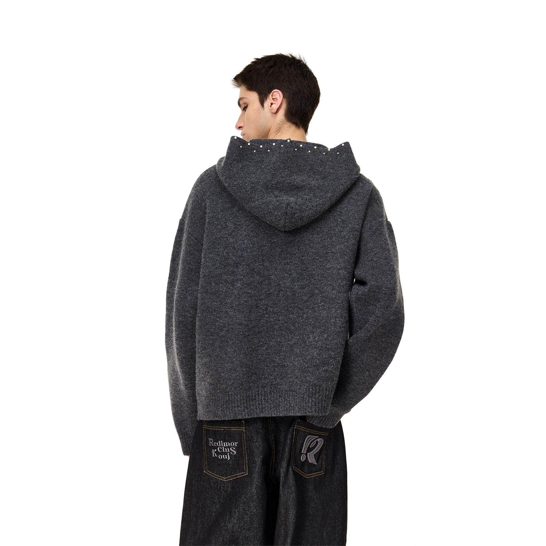 REDIMOR钉珠连帽毛衣拉炼男女宽松慵懒风针织衫情侣外套253RC1312,淘宝优惠券,粉丝福利购,淘宝优惠卷