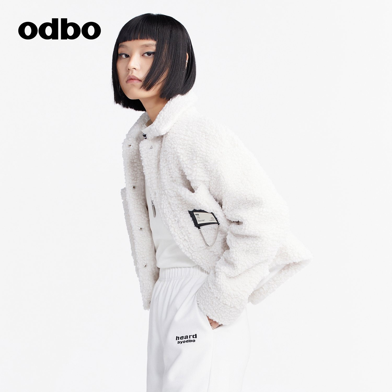 odbo/欧迪比欧原创设计仿羊羔毛小香风外套女秋冬季新款夹克