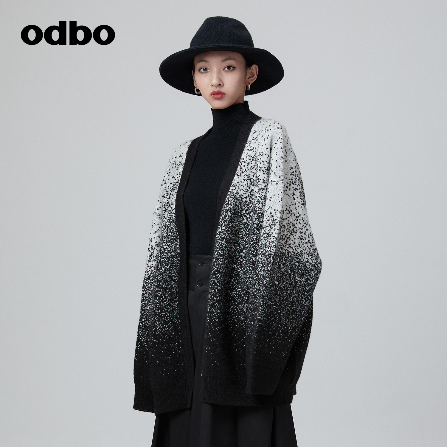 odbo/欧迪比欧原创设计毛衣外套女秋冬新款宽松百搭针织开衫