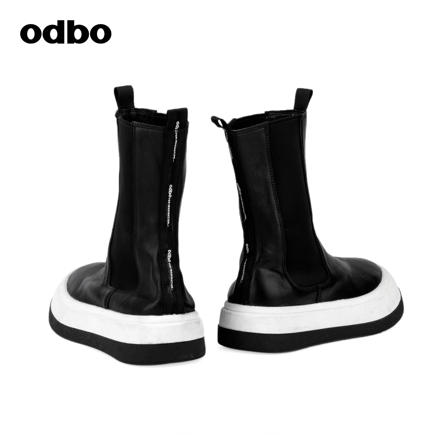 【商场同款】odbo/欧迪比欧新款中筒休闲鞋女增高时尚鞋子 - 图2