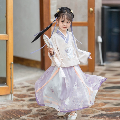 Детское осеннее ханьфу, платье, комплект, китайский стиль