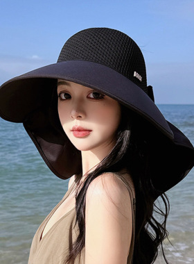 防晒帽女可拆卸骑车吹不翻太阳帽