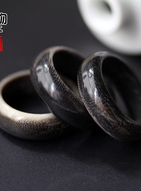 天然驴蹄子戒指原色带鱼籽纹指环跑环饰品配件