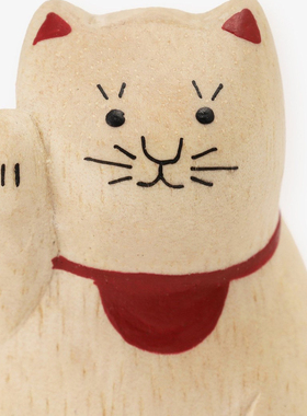 日本afternoontea迷你可爱天然木制手工雕刻招财猫