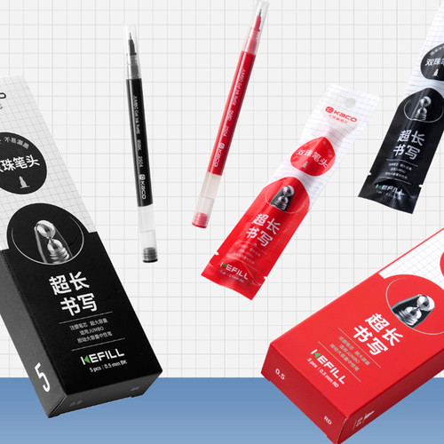 KACO珍宝按动中性笔替芯0.5黑超长书写JUMBO Gel Ink Refill 05BK - 图1