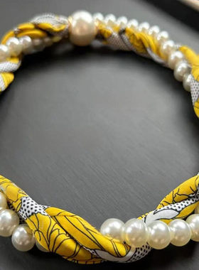 铜合金项链麻花链套装2025夏新品旅游配饰懒人丝巾仿珍珠磁扣围巾