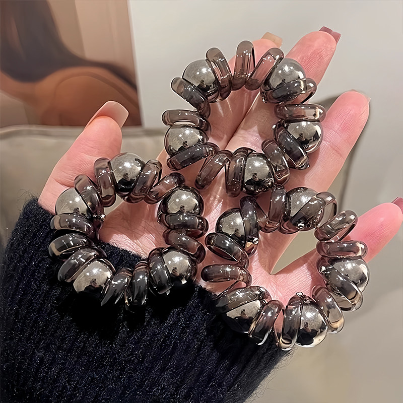 电话线发圈时尚简约加粗珠珠头绳高弹力气质皮筋女扎头发绳不伤发,淘宝优惠券,粉丝福利购,淘宝优惠卷