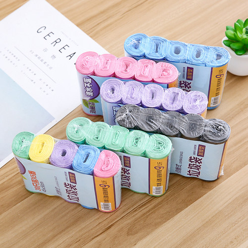 垃圾袋大号卷装家用一次性黑色塑料袋厨房宿舍彩色中号垃圾袋加厚 - 图2