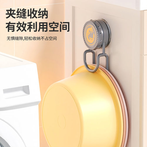 吸盘脸盆卫生间收纳架壁挂式置物架盆子挂钩浴室挂架免打孔脸盆架 - 图0