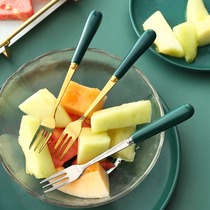 Stainless Steel Fruit Fork Suit Advanced Sensation Child Cute Little Fork Home Light Lavish Cake Sweet Pitchfork Fruit Sign