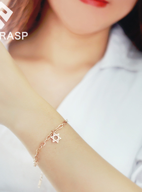 时尚六芒星钛钢手链女美式个性