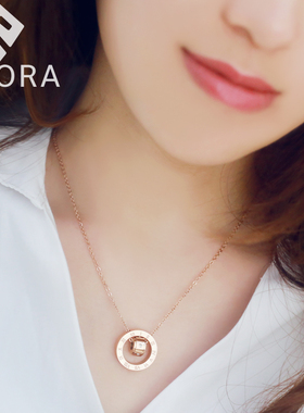 罗马双环钛钢项链彩金不掉色轻奢