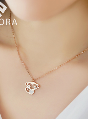 可爱小猴钛钢项链女猴子生肖彩金