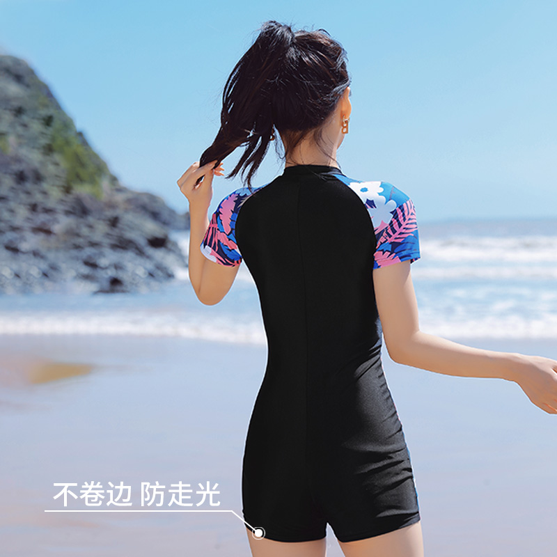 游泳衣女夏2023新款连体泳装游泳馆专用显瘦遮肚保守运动冲浪服 - 图1