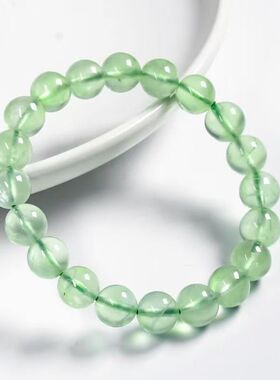 收藏级葡萄石手链女手串冰种葡萄石绿色水晶珠串散珠水晶手串批发