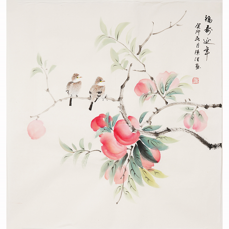 手绘花鸟国画中式客厅装饰画葫芦葡萄餐厅玄关挂画斗方小品真迹-图3