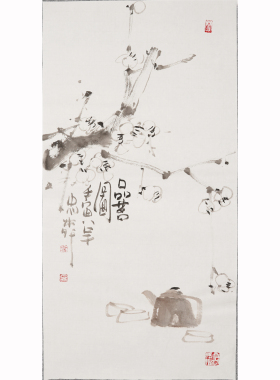 禅意手绘花鸟画中式客厅装饰画