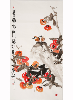三尺手绘禅意中式客厅廖忠柳国画