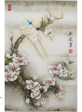 纯手工四尺开三石榴桃子秦薇国画