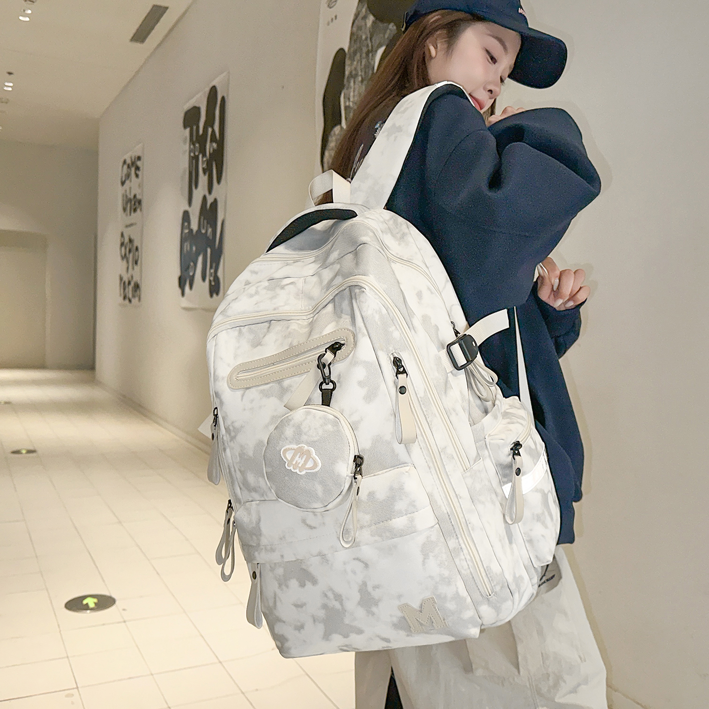 书包女生初中生大容量减负护脊双肩包男士高中大学生小学生背包女 - 图0