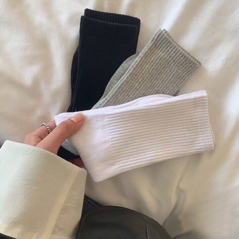 白色袜子女中筒袜春秋季纯棉ins潮运动长筒袜夏季纯色长筒男袜,淘宝优惠券,粉丝福利购,淘宝优惠卷
