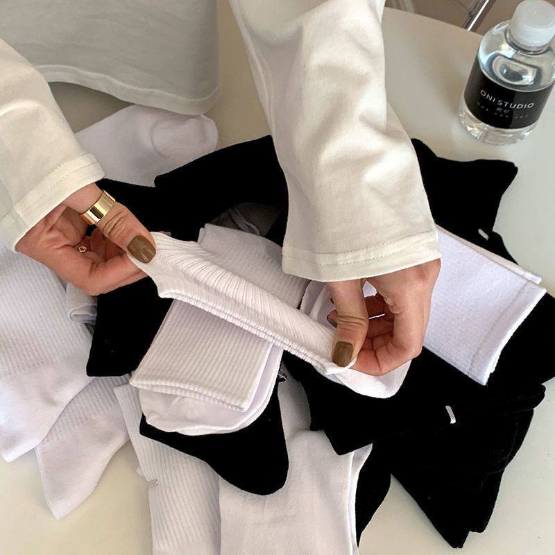 白色袜子女中筒袜春秋季纯棉ins潮运动长筒袜夏季纯色长筒男袜,淘宝优惠券,粉丝福利购,淘宝优惠卷
