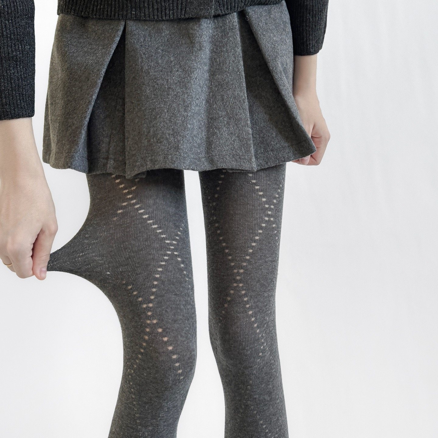 灰色连裤袜miu系秋冬季保暖针织外穿菱格春秋显瘦洋气打底袜女士,淘宝优惠券,粉丝福利购,淘宝优惠卷