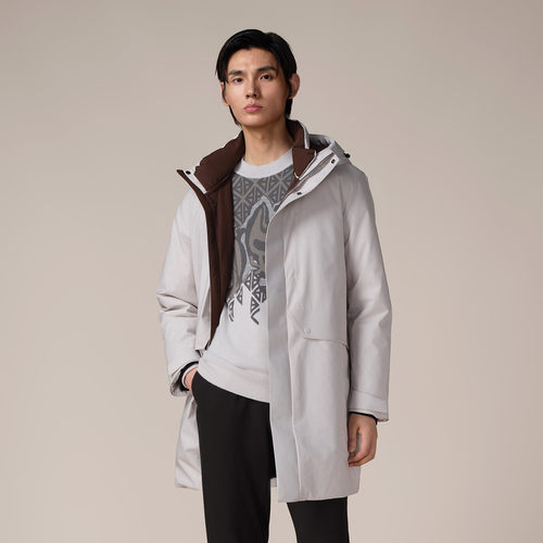 堡尼秋冬新品商务长款可脱卸帽羽绒服鹅绒保暖休闲外套ES713182H - 图0
